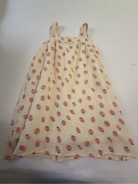 Hayden Girls Cream Sundress with Pink Strawberry Print